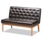 Baxton Studio Riordan Mid-Century Dark Brown Faux Leather and Walnut Brown Wood 2-PC Dining Nook Banquette Set 186-11358-Zoro - alternate 3